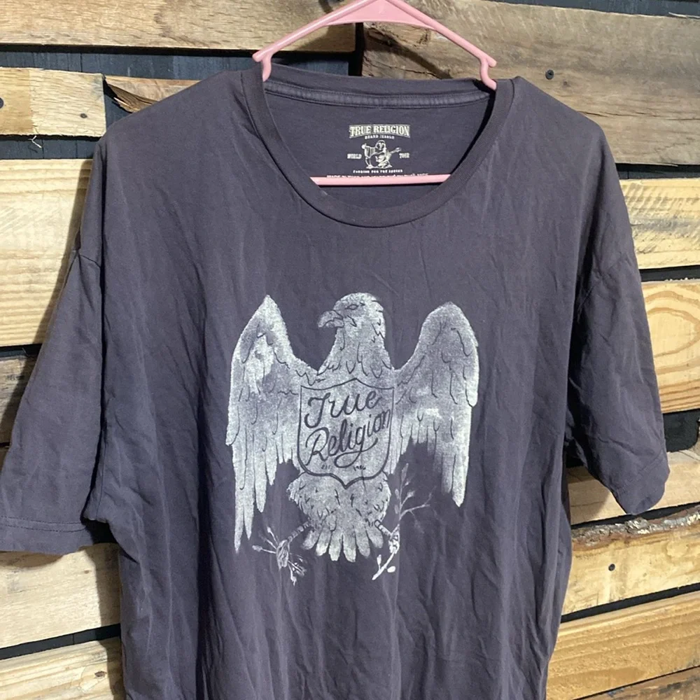 Vintage Men’s True Religion Brown‎ Eagle Graphic Print Crewneck T-shirt size XL